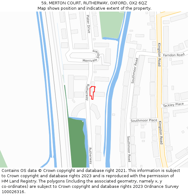 59, MERTON COURT, RUTHERWAY, OXFORD, OX2 6QZ: Location map and indicative extent of plot