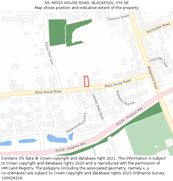 59, MOSS HOUSE ROAD, BLACKPOOL, FY4 5JF: Location map and indicative extent of plot