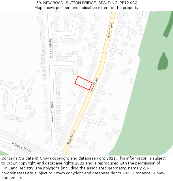 59, NEW ROAD, SUTTON BRIDGE, SPALDING, PE12 9RQ: Location map and indicative extent of plot