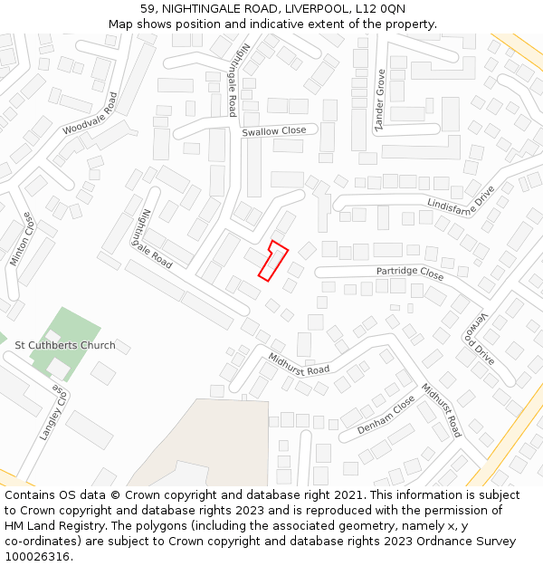 59, NIGHTINGALE ROAD, LIVERPOOL, L12 0QN: Location map and indicative extent of plot