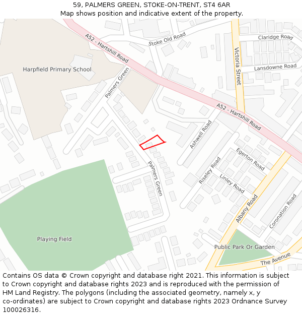 59, PALMERS GREEN, STOKE-ON-TRENT, ST4 6AR: Location map and indicative extent of plot