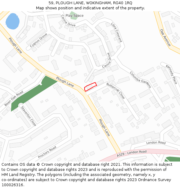 59, PLOUGH LANE, WOKINGHAM, RG40 1RQ: Location map and indicative extent of plot