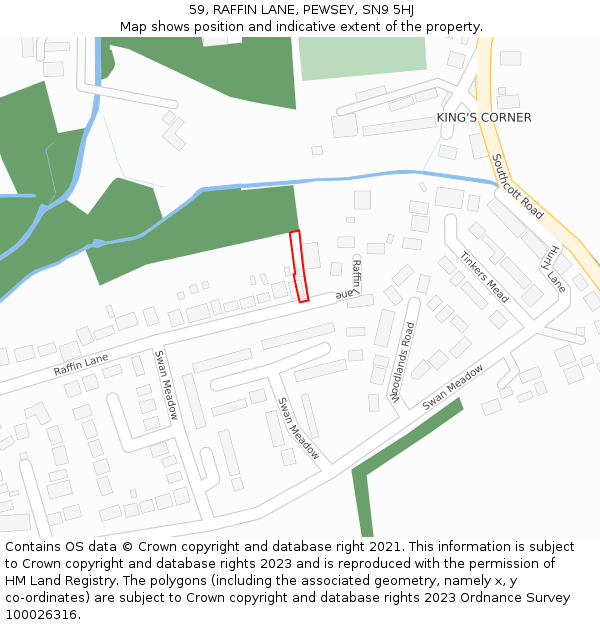 59, RAFFIN LANE, PEWSEY, SN9 5HJ: Location map and indicative extent of plot