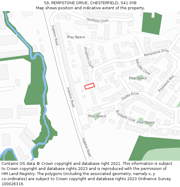 59, REMPSTONE DRIVE, CHESTERFIELD, S41 0YB: Location map and indicative extent of plot