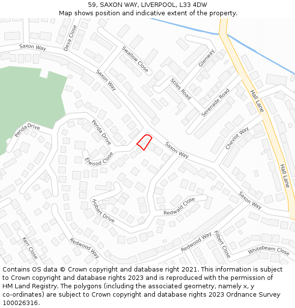 59, SAXON WAY, LIVERPOOL, L33 4DW: Location map and indicative extent of plot