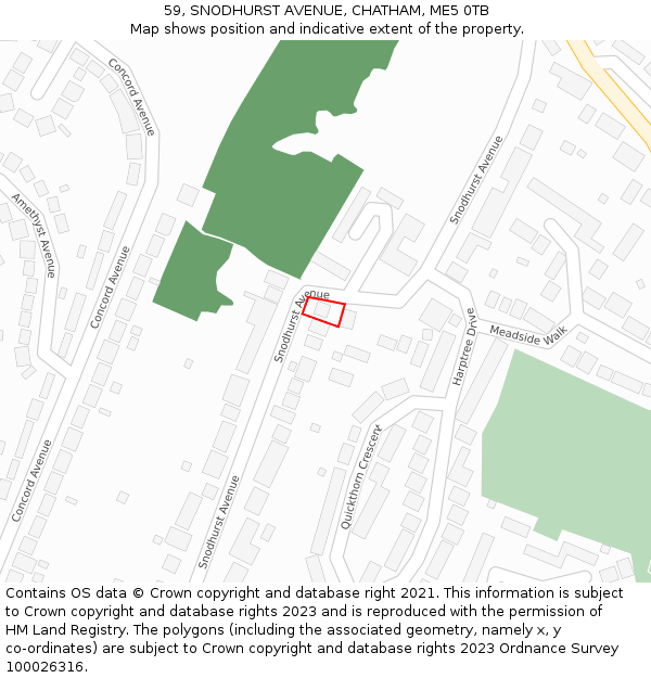 59, SNODHURST AVENUE, CHATHAM, ME5 0TB: Location map and indicative extent of plot