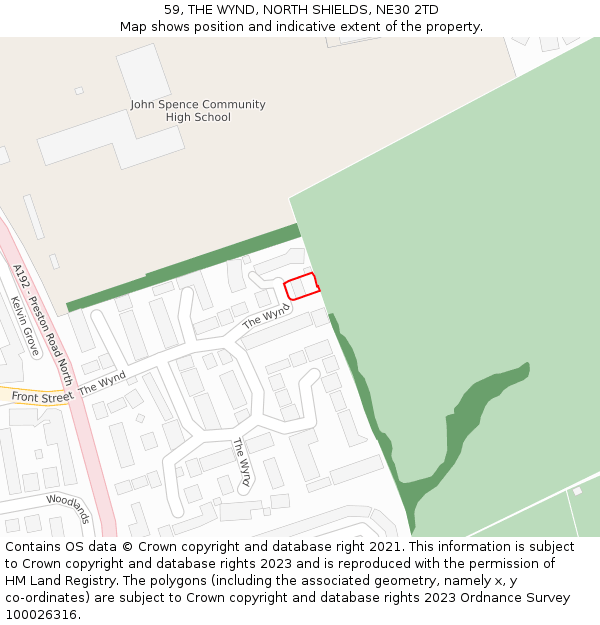 59, THE WYND, NORTH SHIELDS, NE30 2TD: Location map and indicative extent of plot