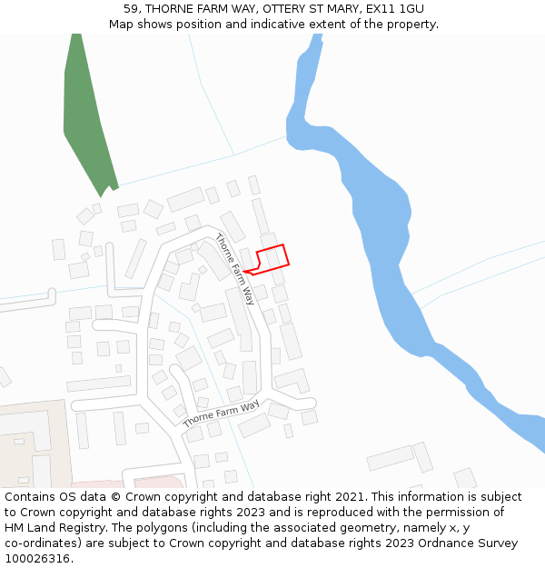59, THORNE FARM WAY, OTTERY ST MARY, EX11 1GU: Location map and indicative extent of plot