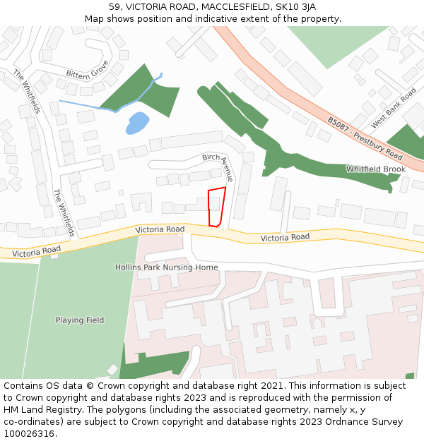 59, VICTORIA ROAD, MACCLESFIELD, SK10 3JA: Location map and indicative extent of plot