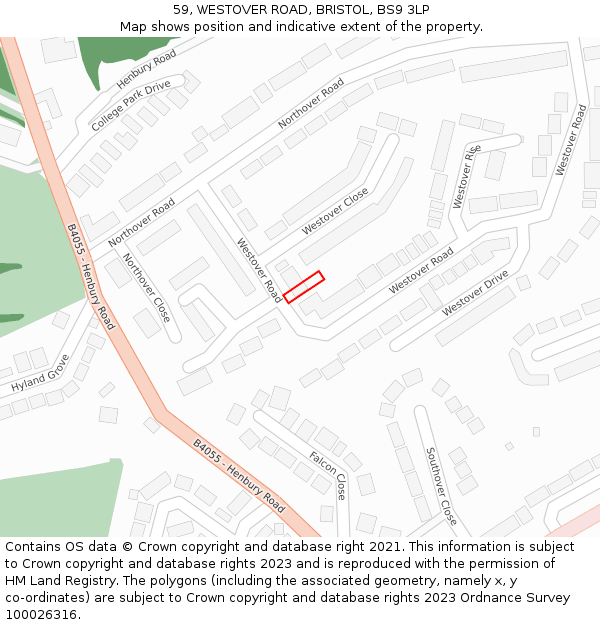 59, WESTOVER ROAD, BRISTOL, BS9 3LP: Location map and indicative extent of plot