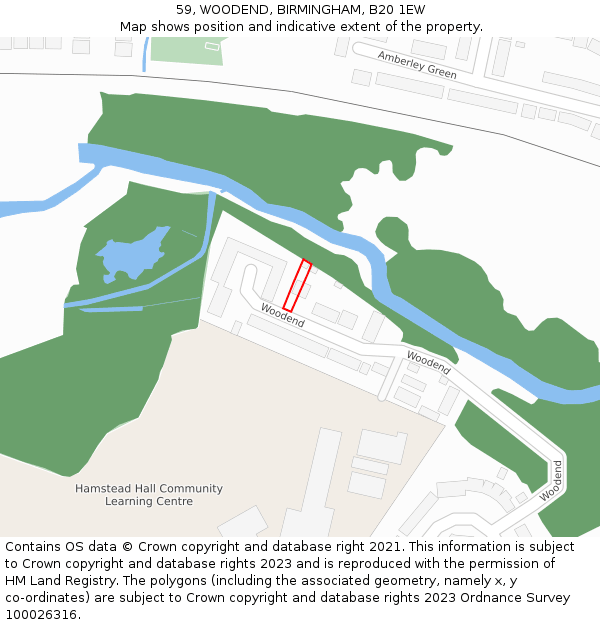 59, WOODEND, BIRMINGHAM, B20 1EW: Location map and indicative extent of plot