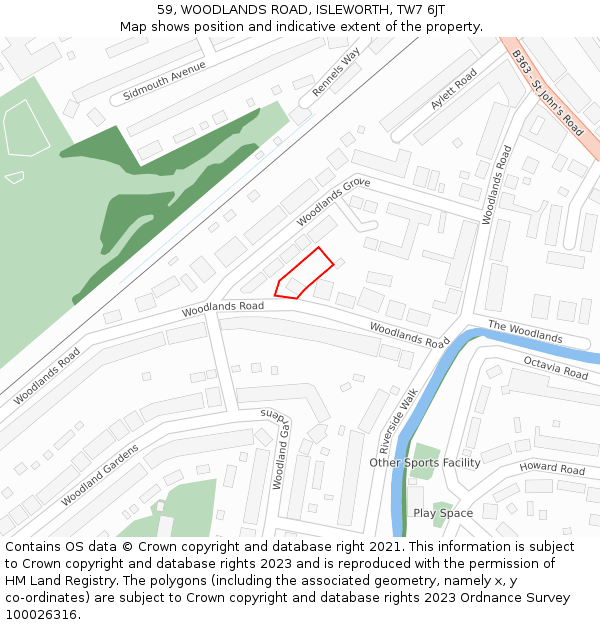 59, WOODLANDS ROAD, ISLEWORTH, TW7 6JT: Location map and indicative extent of plot