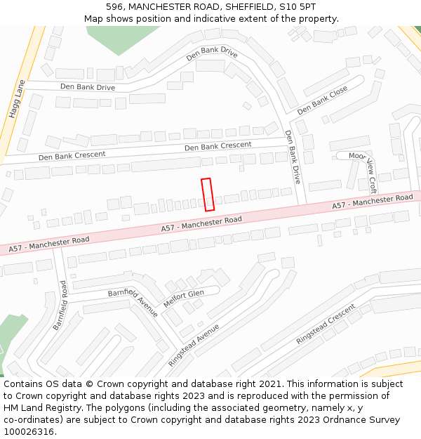 596, MANCHESTER ROAD, SHEFFIELD, S10 5PT: Location map and indicative extent of plot