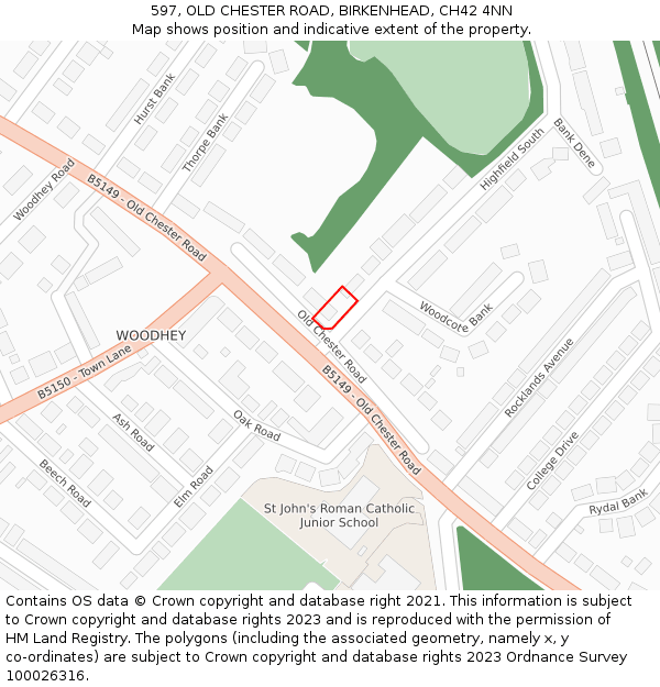 597, OLD CHESTER ROAD, BIRKENHEAD, CH42 4NN: Location map and indicative extent of plot