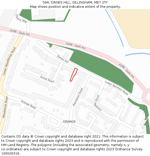 59A, DANES HILL, GILLINGHAM, ME7 2TY: Location map and indicative extent of plot