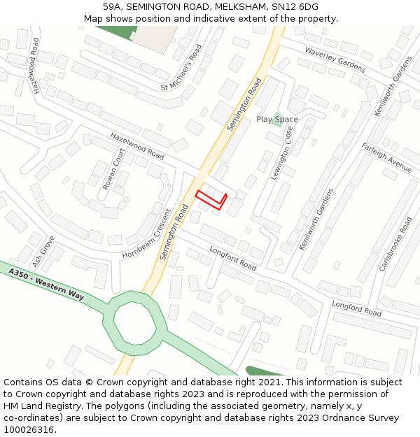 59A, SEMINGTON ROAD, MELKSHAM, SN12 6DG: Location map and indicative extent of plot