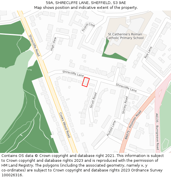 59A, SHIRECLIFFE LANE, SHEFFIELD, S3 9AE: Location map and indicative extent of plot