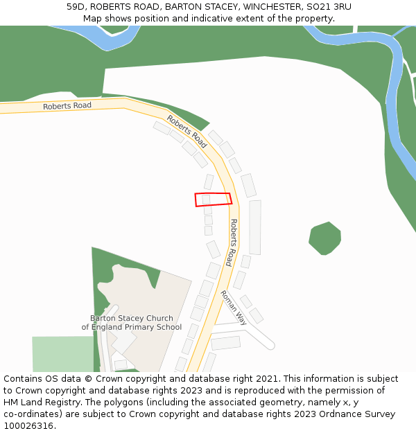 59D, ROBERTS ROAD, BARTON STACEY, WINCHESTER, SO21 3RU: Location map and indicative extent of plot