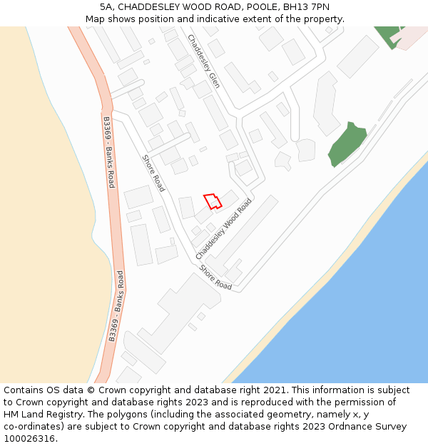 5A, CHADDESLEY WOOD ROAD, POOLE, BH13 7PN: Location map and indicative extent of plot