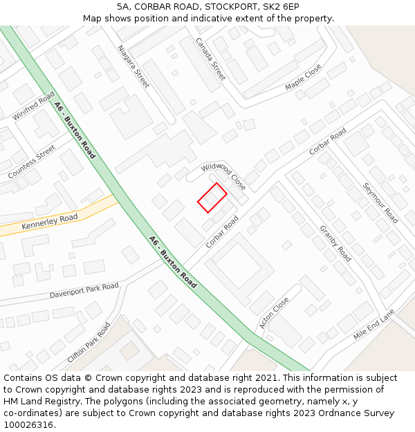 5A, CORBAR ROAD, STOCKPORT, SK2 6EP: Location map and indicative extent of plot