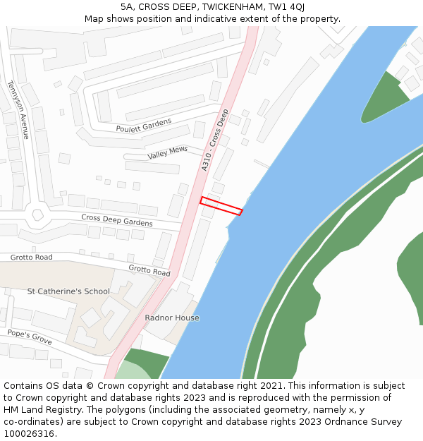 5A, CROSS DEEP, TWICKENHAM, TW1 4QJ: Location map and indicative extent of plot