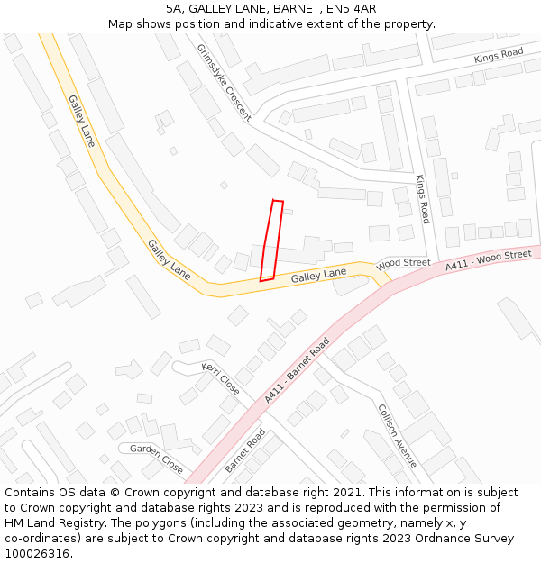 5A, GALLEY LANE, BARNET, EN5 4AR: Location map and indicative extent of plot