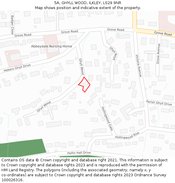 5A, GHYLL WOOD, ILKLEY, LS29 9NR: Location map and indicative extent of plot