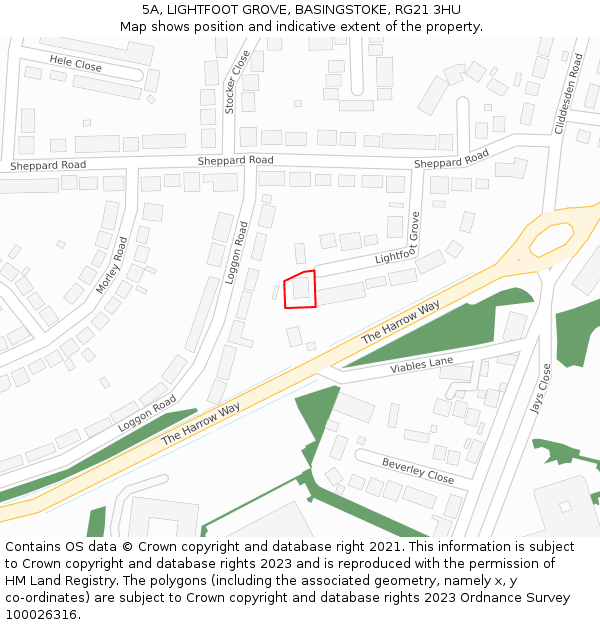 5A, LIGHTFOOT GROVE, BASINGSTOKE, RG21 3HU: Location map and indicative extent of plot
