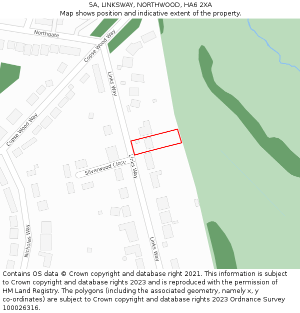 5A, LINKSWAY, NORTHWOOD, HA6 2XA: Location map and indicative extent of plot