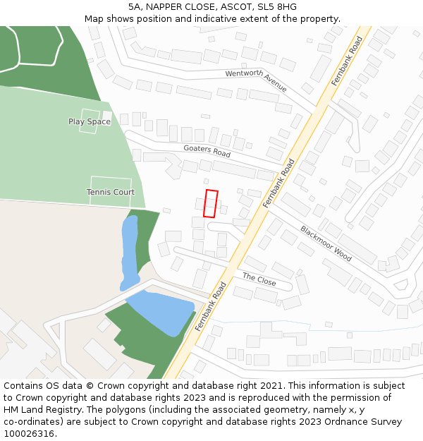 5A, NAPPER CLOSE, ASCOT, SL5 8HG: Location map and indicative extent of plot