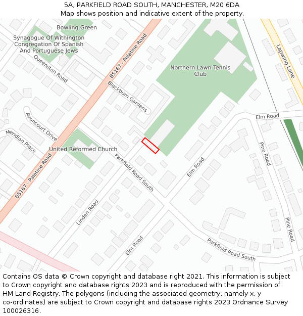 5A, PARKFIELD ROAD SOUTH, MANCHESTER, M20 6DA: Location map and indicative extent of plot