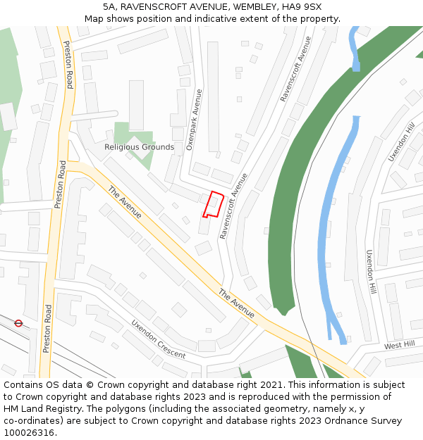 5A, RAVENSCROFT AVENUE, WEMBLEY, HA9 9SX: Location map and indicative extent of plot