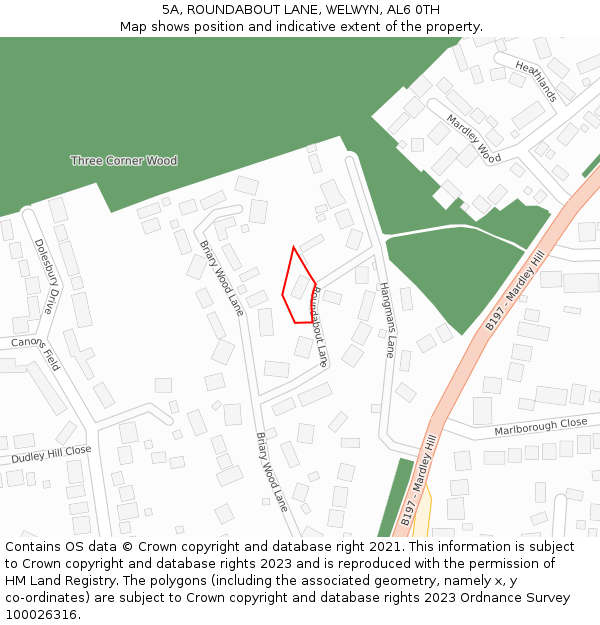 5A, ROUNDABOUT LANE, WELWYN, AL6 0TH: Location map and indicative extent of plot