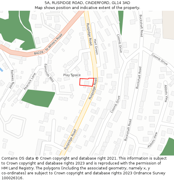 5A, RUSPIDGE ROAD, CINDERFORD, GL14 3AD: Location map and indicative extent of plot