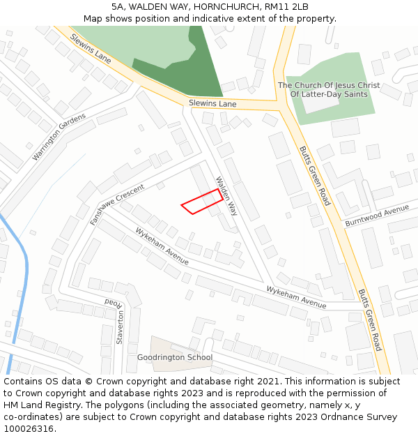 5A, WALDEN WAY, HORNCHURCH, RM11 2LB: Location map and indicative extent of plot