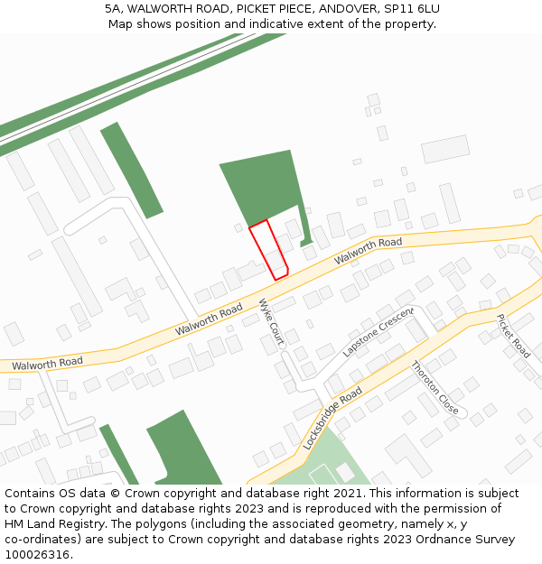 5A, WALWORTH ROAD, PICKET PIECE, ANDOVER, SP11 6LU: Location map and indicative extent of plot