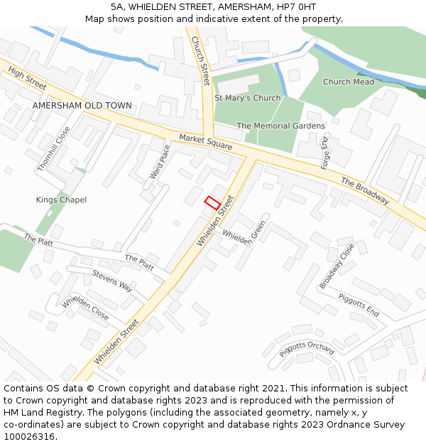 5A, WHIELDEN STREET, AMERSHAM, HP7 0HT: Location map and indicative extent of plot