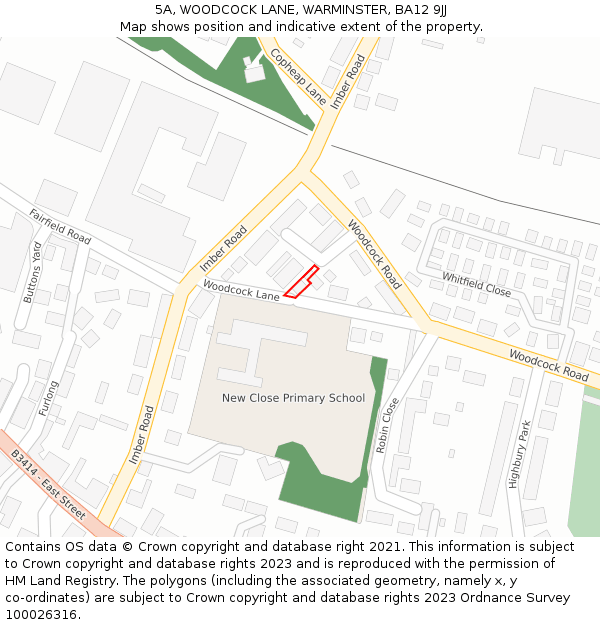 5A, WOODCOCK LANE, WARMINSTER, BA12 9JJ: Location map and indicative extent of plot