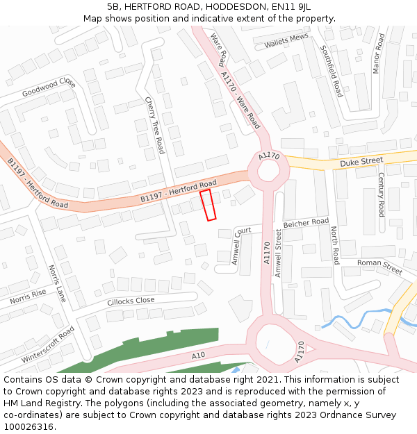 5B, HERTFORD ROAD, HODDESDON, EN11 9JL: Location map and indicative extent of plot