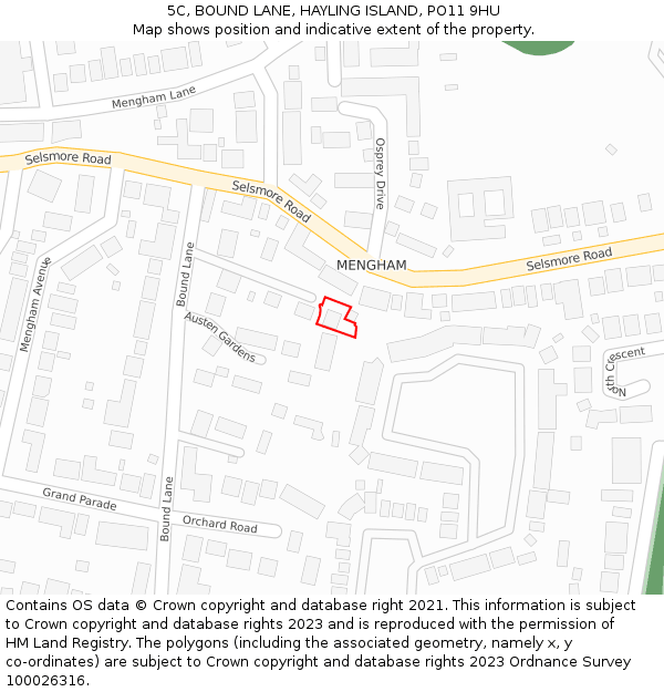 5C, BOUND LANE, HAYLING ISLAND, PO11 9HU: Location map and indicative extent of plot