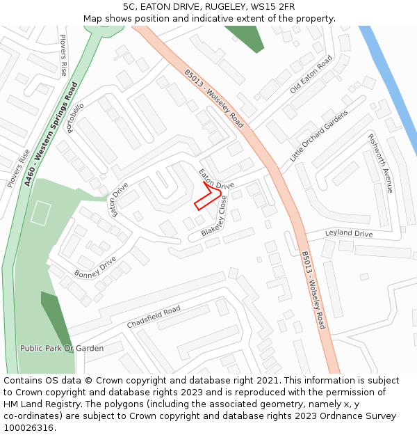 5C, EATON DRIVE, RUGELEY, WS15 2FR: Location map and indicative extent of plot