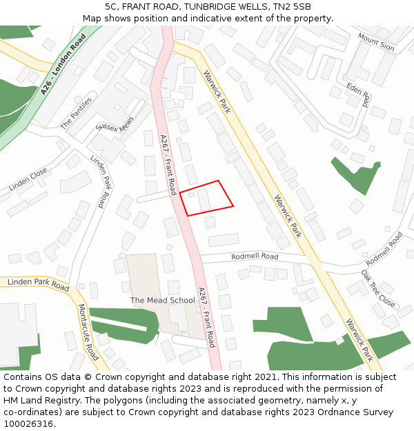 5C, FRANT ROAD, TUNBRIDGE WELLS, TN2 5SB: Location map and indicative extent of plot