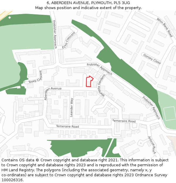 6, ABERDEEN AVENUE, PLYMOUTH, PL5 3UG: Location map and indicative extent of plot