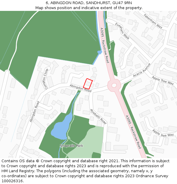 6, ABINGDON ROAD, SANDHURST, GU47 9RN: Location map and indicative extent of plot