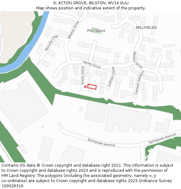 6, ACTON GROVE, BILSTON, WV14 0UU: Location map and indicative extent of plot