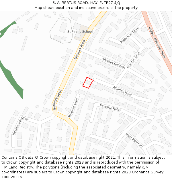 6, ALBERTUS ROAD, HAYLE, TR27 4JQ: Location map and indicative extent of plot