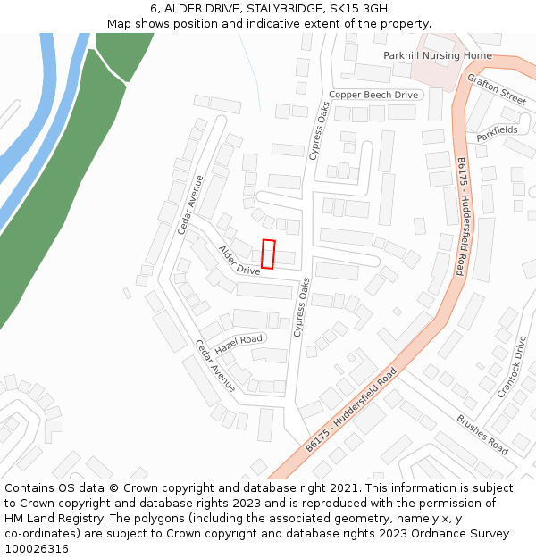 6, ALDER DRIVE, STALYBRIDGE, SK15 3GH: Location map and indicative extent of plot
