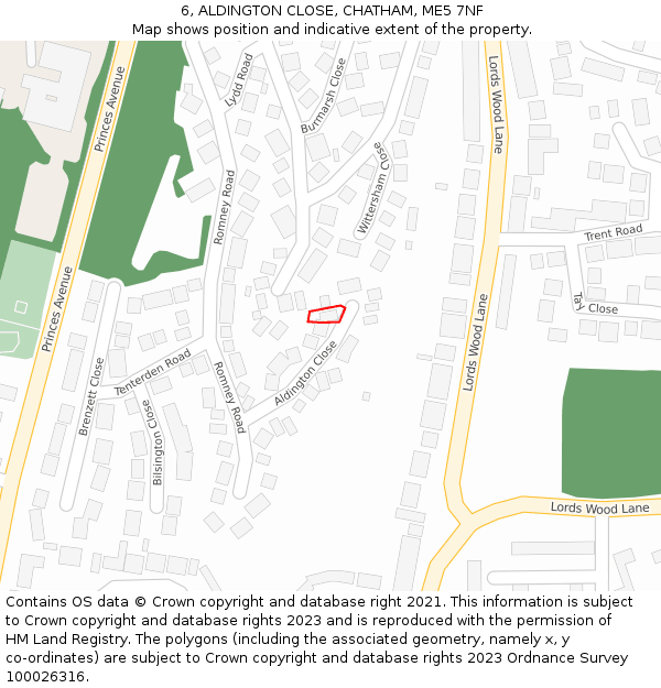 6, ALDINGTON CLOSE, CHATHAM, ME5 7NF: Location map and indicative extent of plot