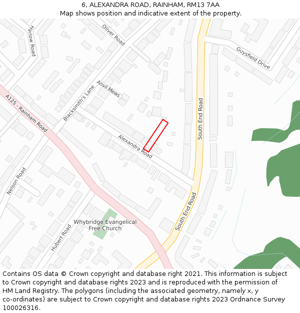 6, ALEXANDRA ROAD, RAINHAM, RM13 7AA: Location map and indicative extent of plot