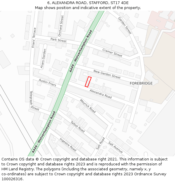 6, ALEXANDRA ROAD, STAFFORD, ST17 4DE: Location map and indicative extent of plot